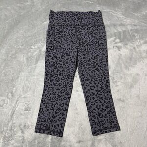Athleta Salutation Stash Pocket II Capri‎ Leggings Small Gray Cheetah Print
